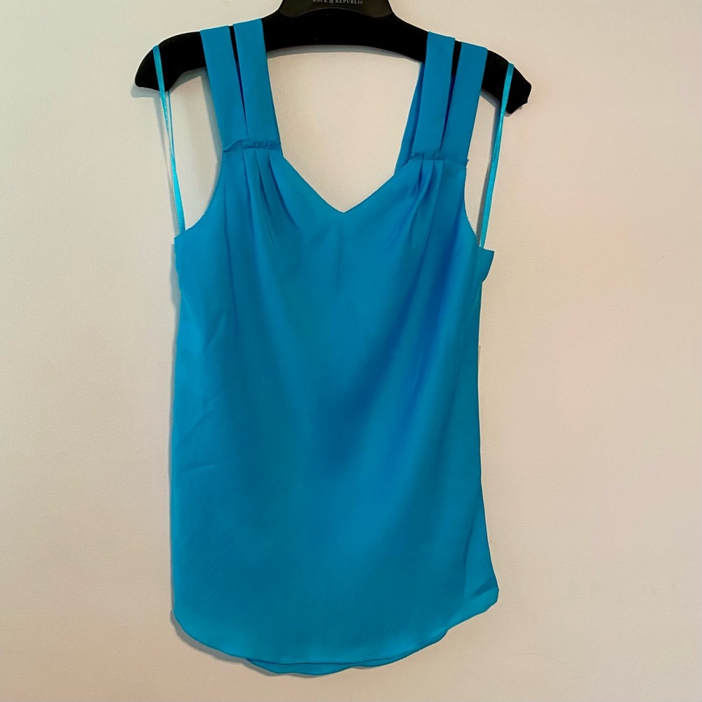 RACHEL ROY Tank Top Blouse Size Medium NWT Blue Turquoise V Neck 2 Straps - Picture 2 of 7